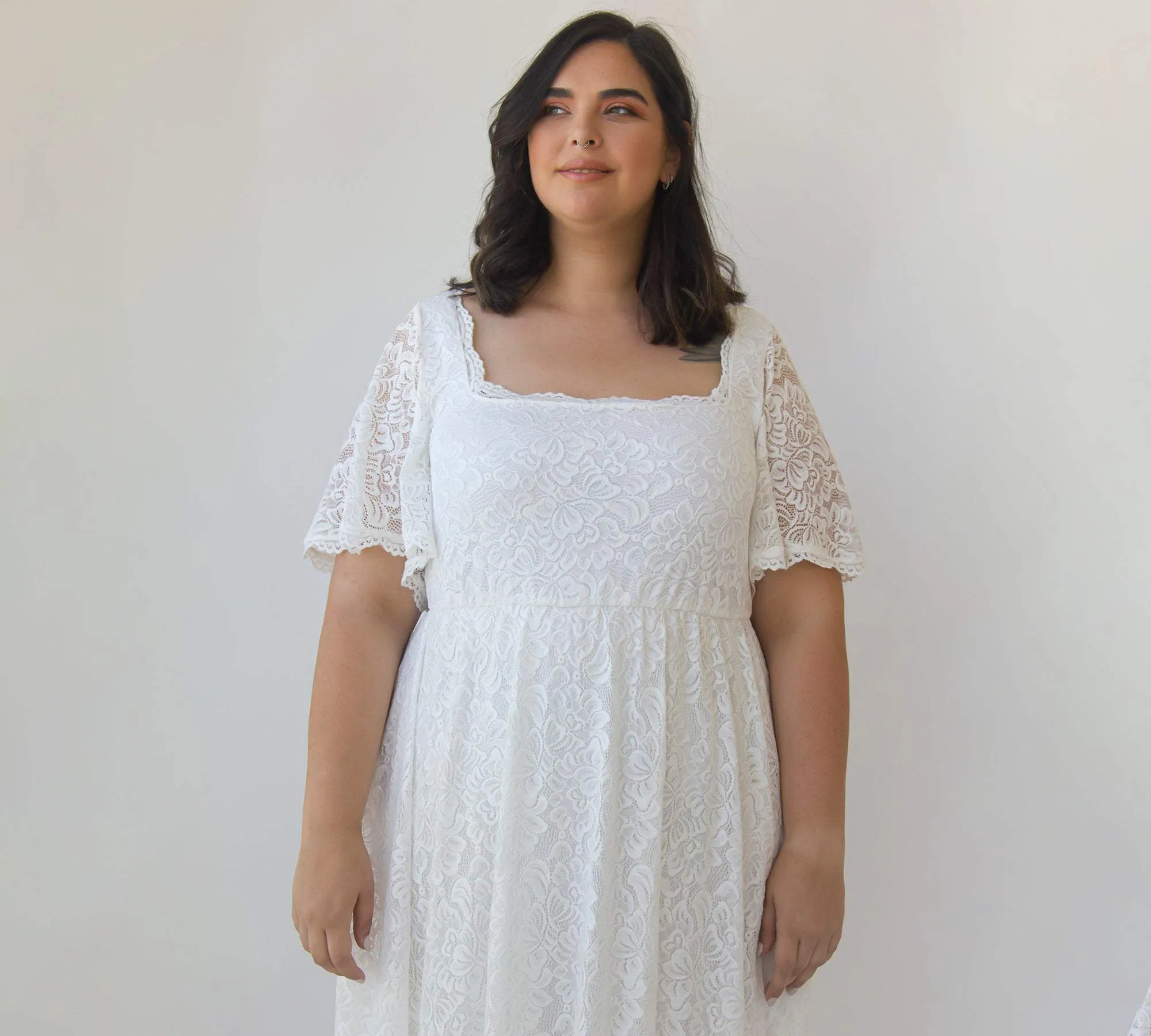 Curvy Square Neckline Dress #1322