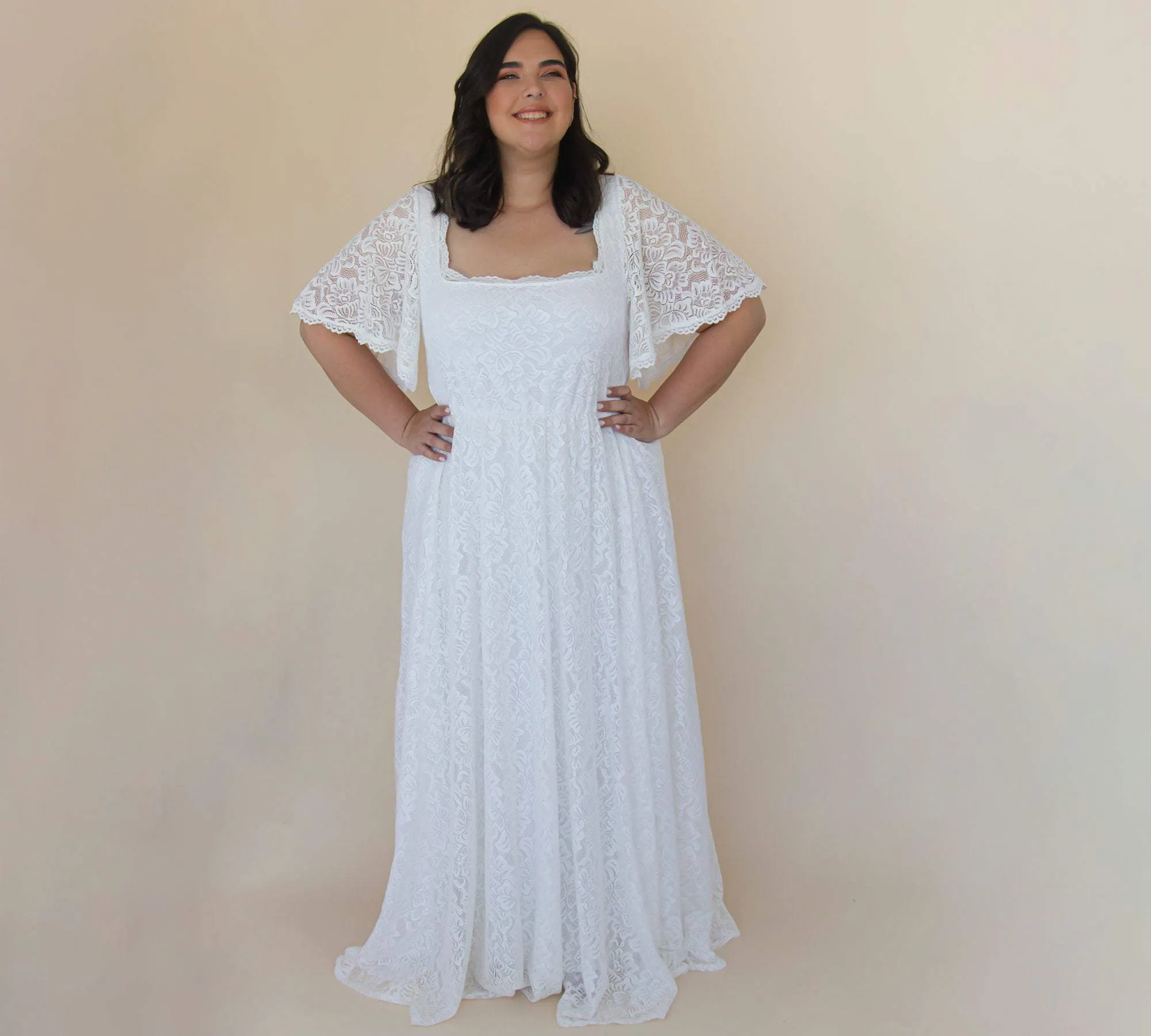 Curvy Square Neckline Dress #1322