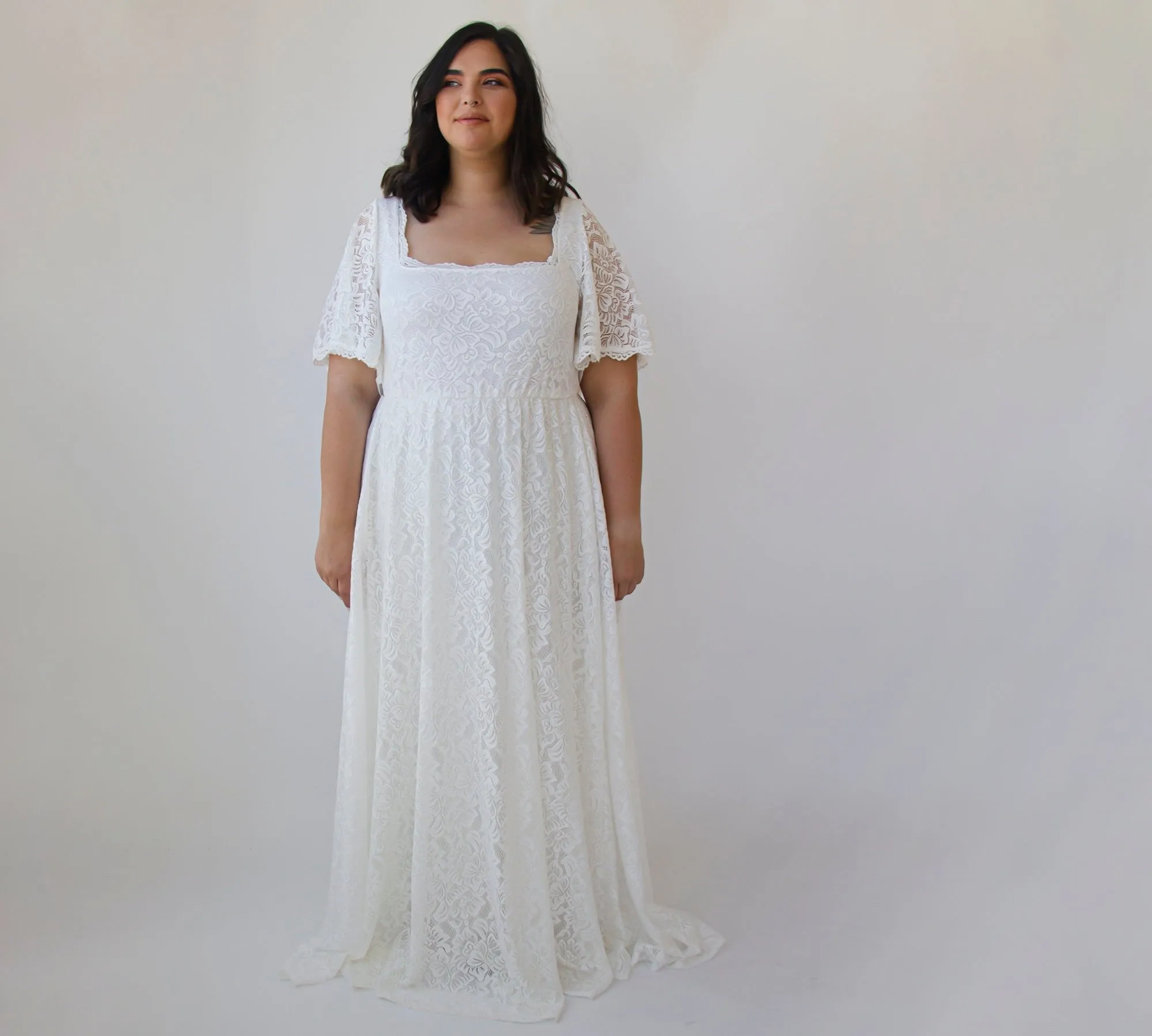 Curvy Square Neckline Dress #1322