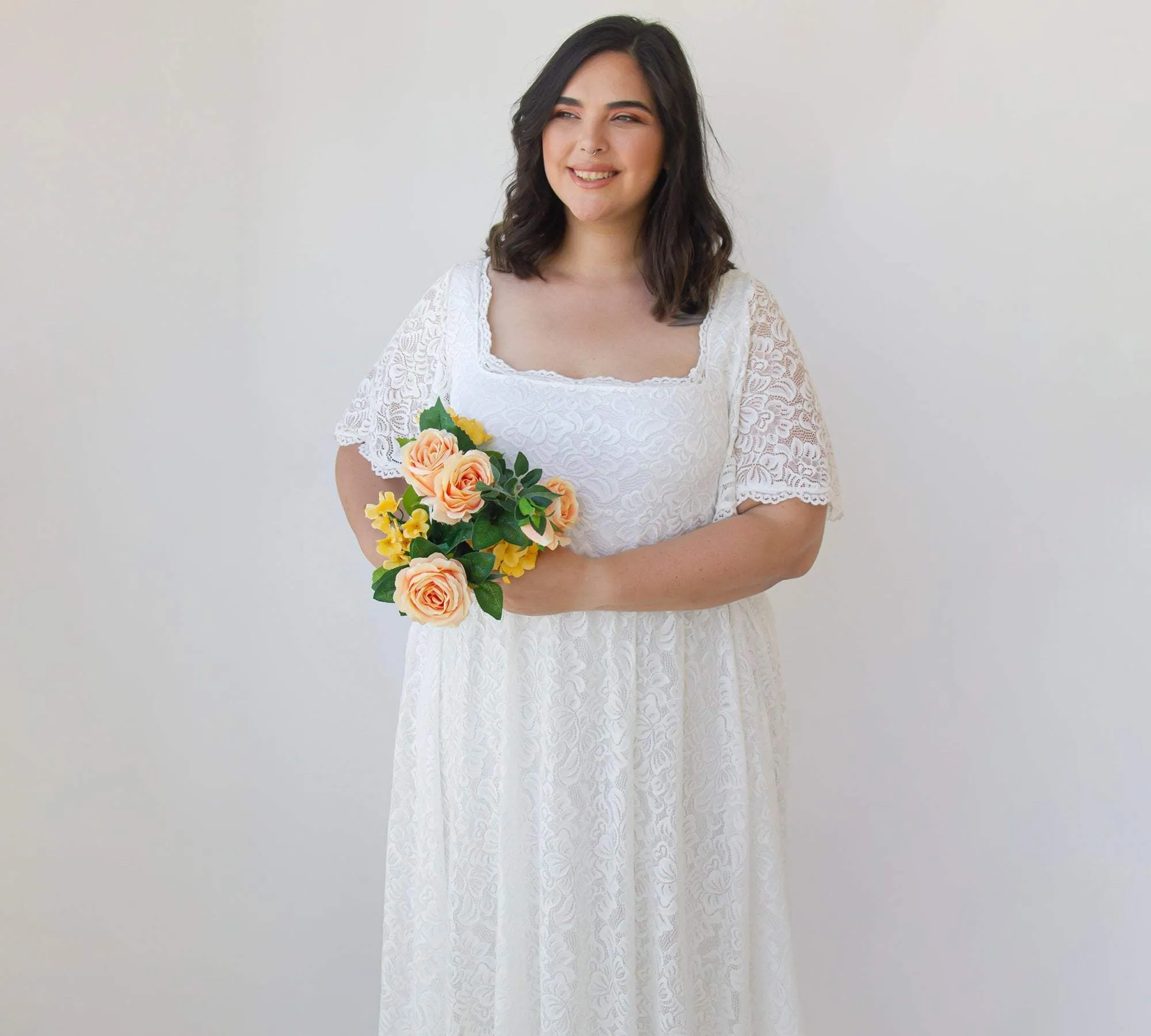 Curvy Square Neckline Dress #1322