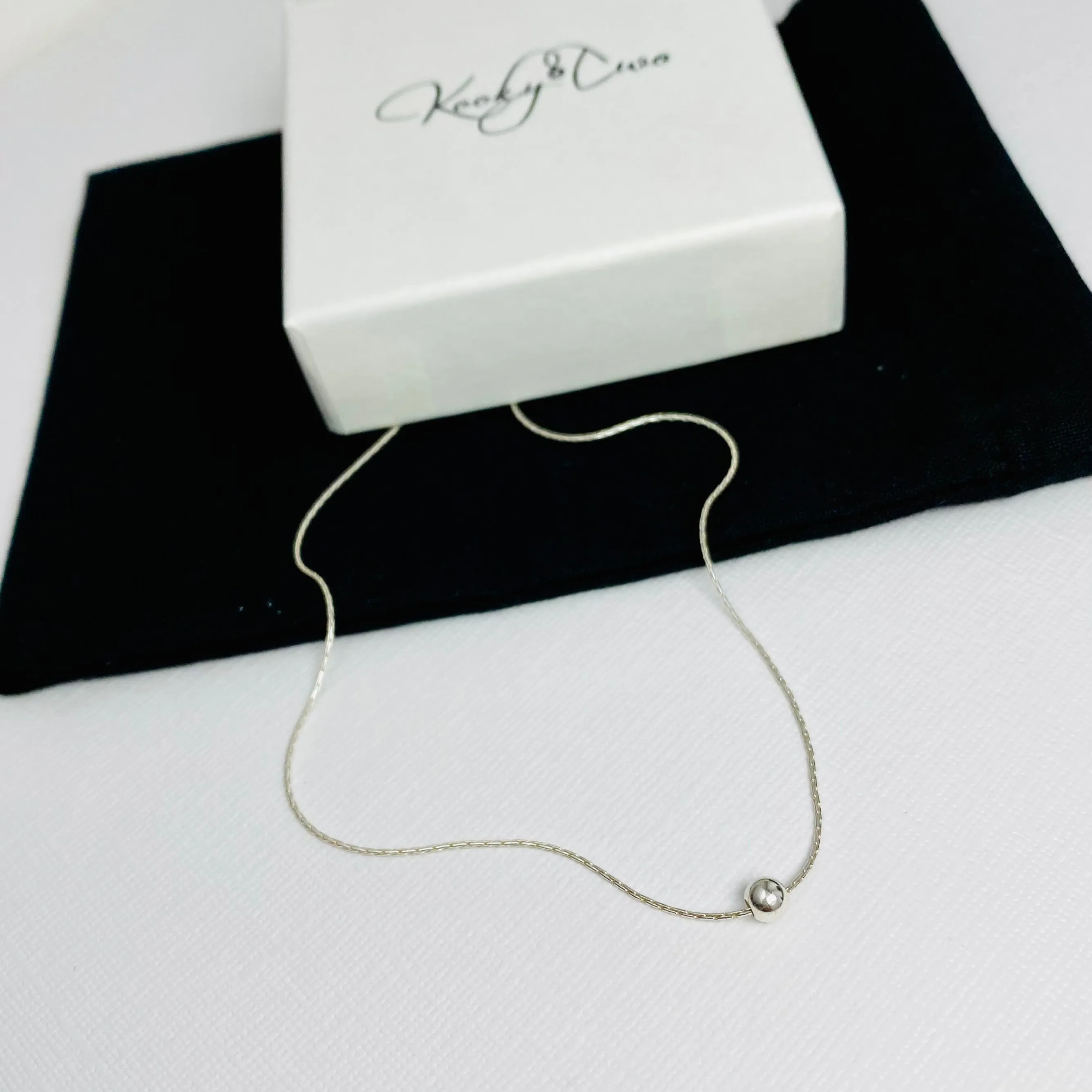 Dainty Silver Bead Necklace