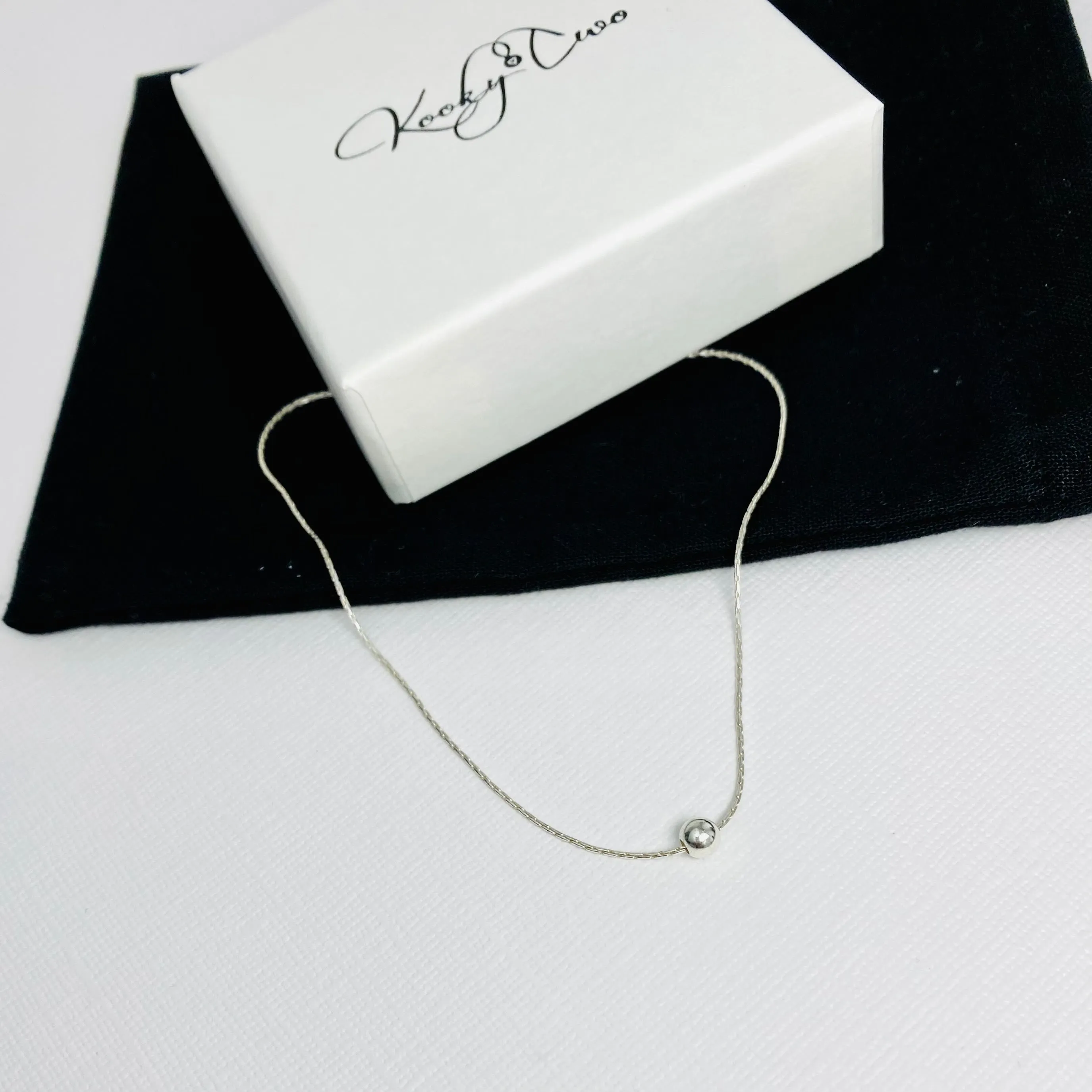 Dainty Silver Bead Necklace