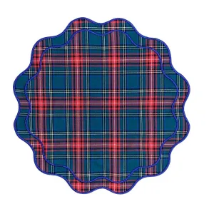 Darby Placemat / Plaid with Blue Embroidery (Set of 4)