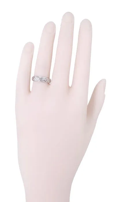 Diamond Kisses Brooksvale Art Deco Antique Wide Wedding Band in Platinum - Size 5.5