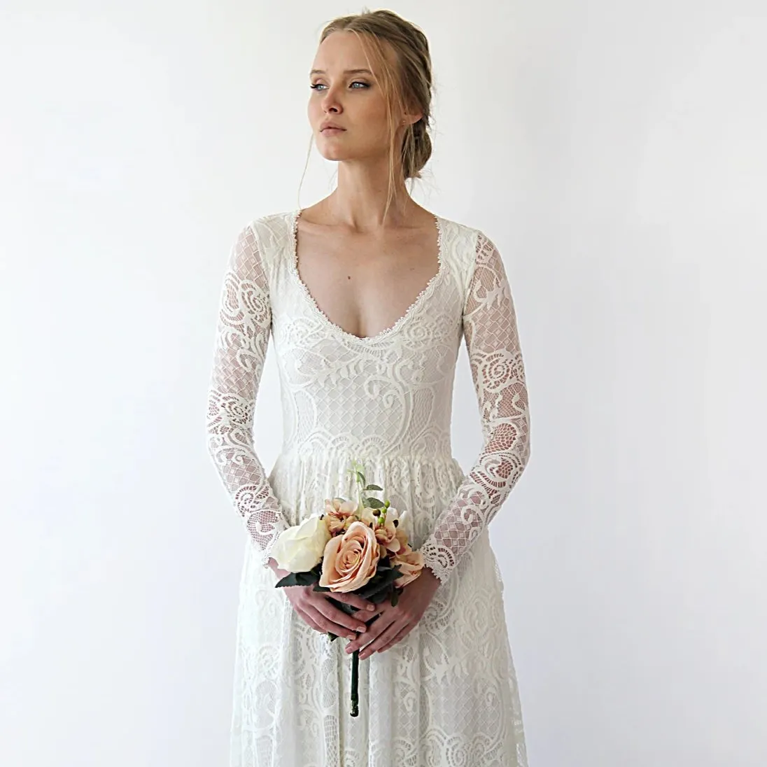 Diamond neck dress #1243