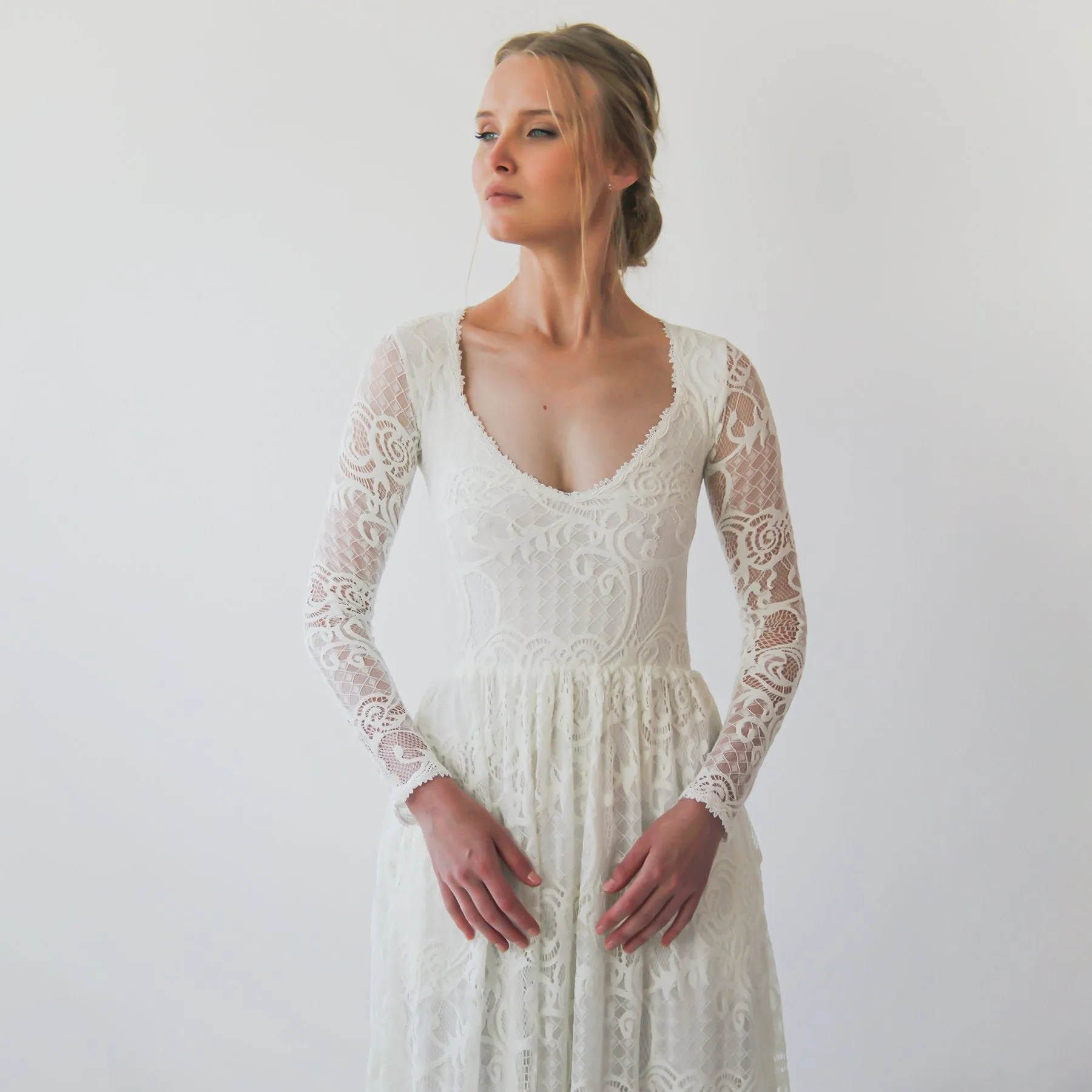 Diamond neck dress #1243