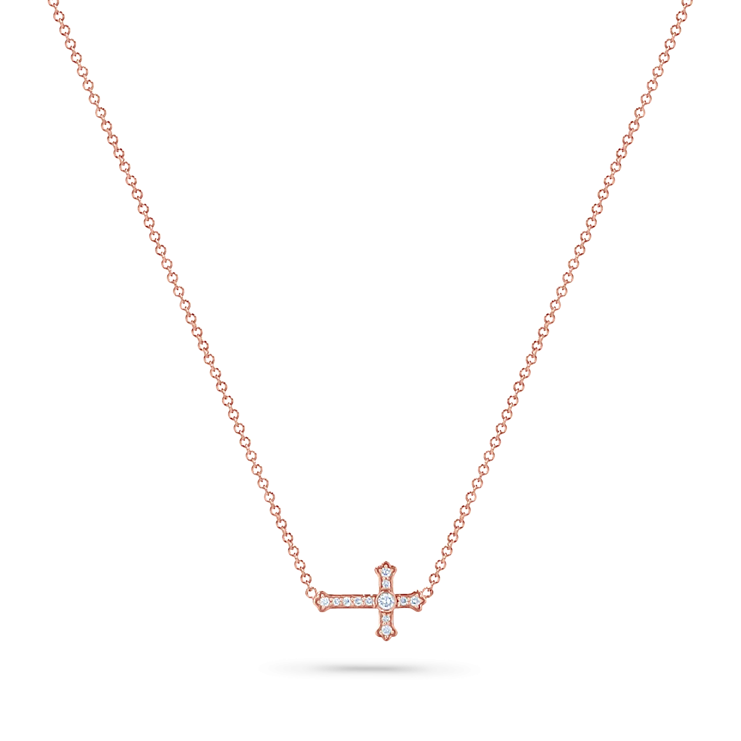 Diamond Sideways Cross Necklace