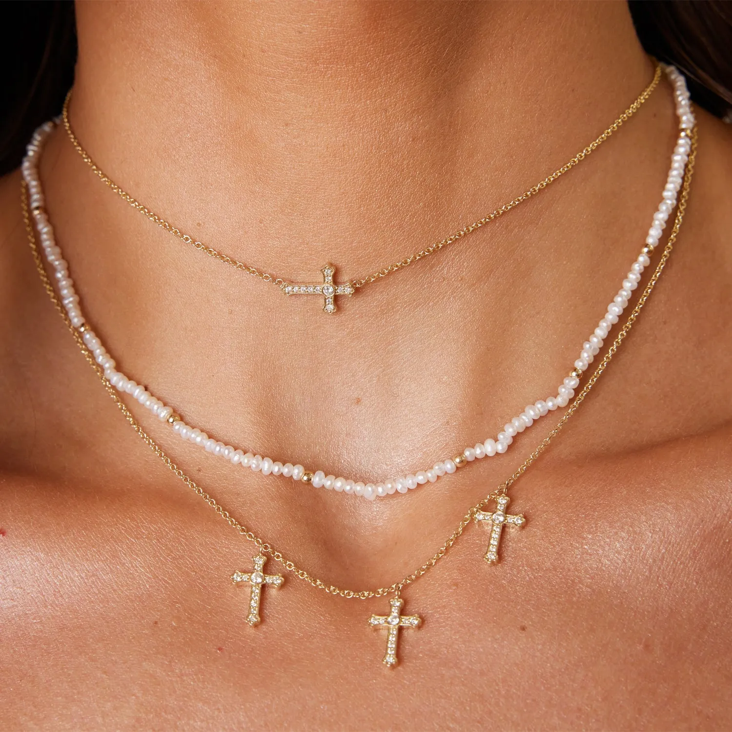 Diamond Sideways Cross Necklace