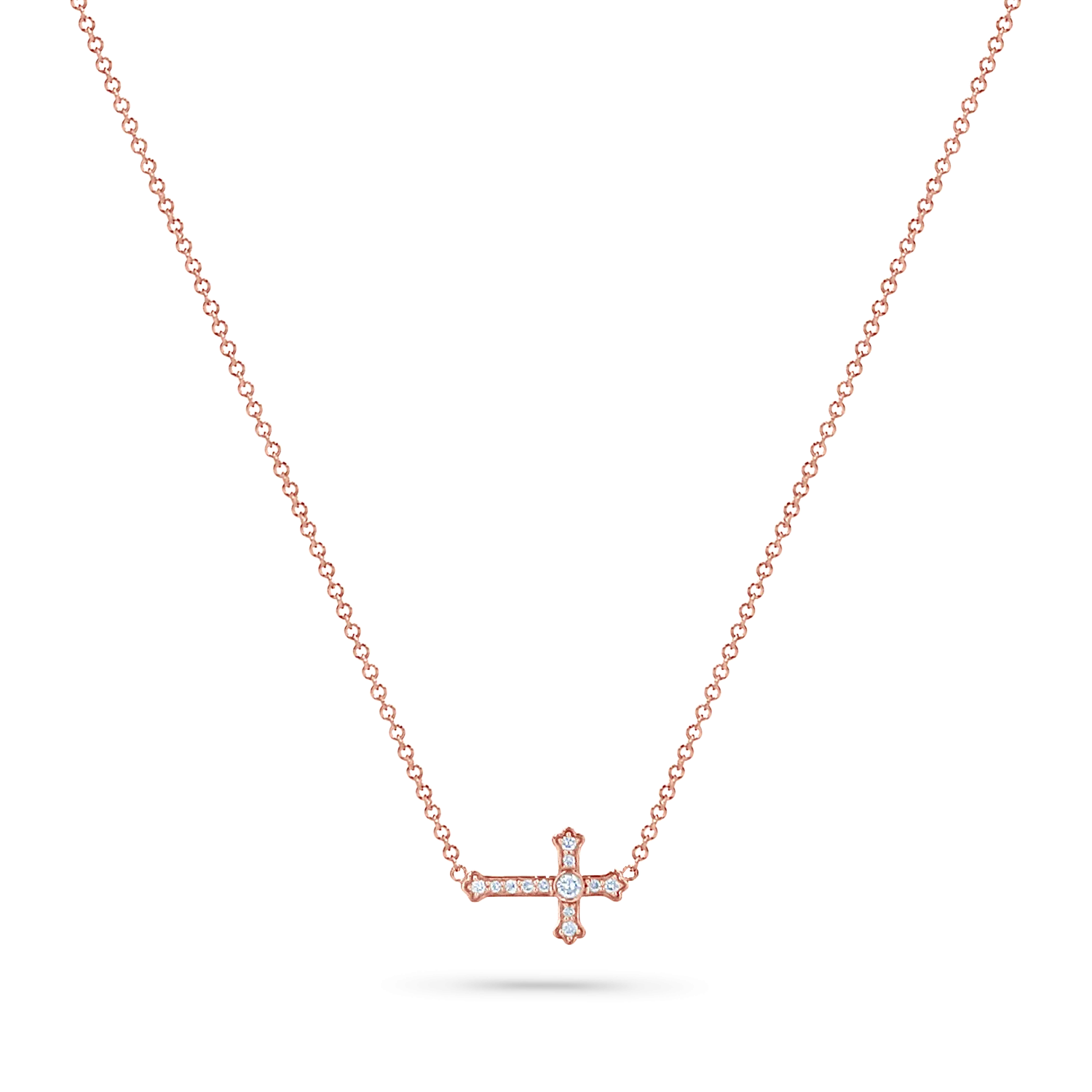 Diamond Sideways Cross Necklace