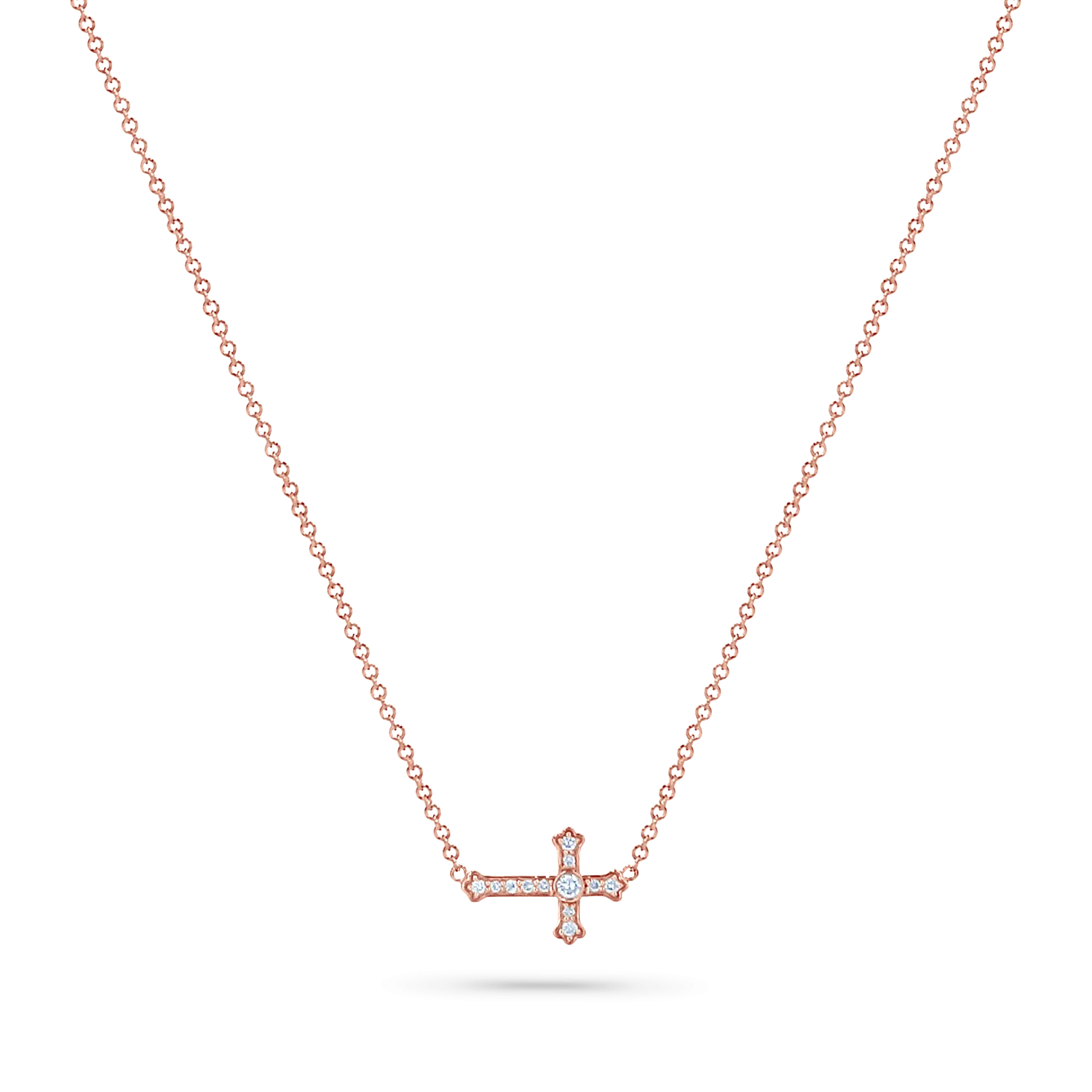 Diamond Sideways Cross Necklace