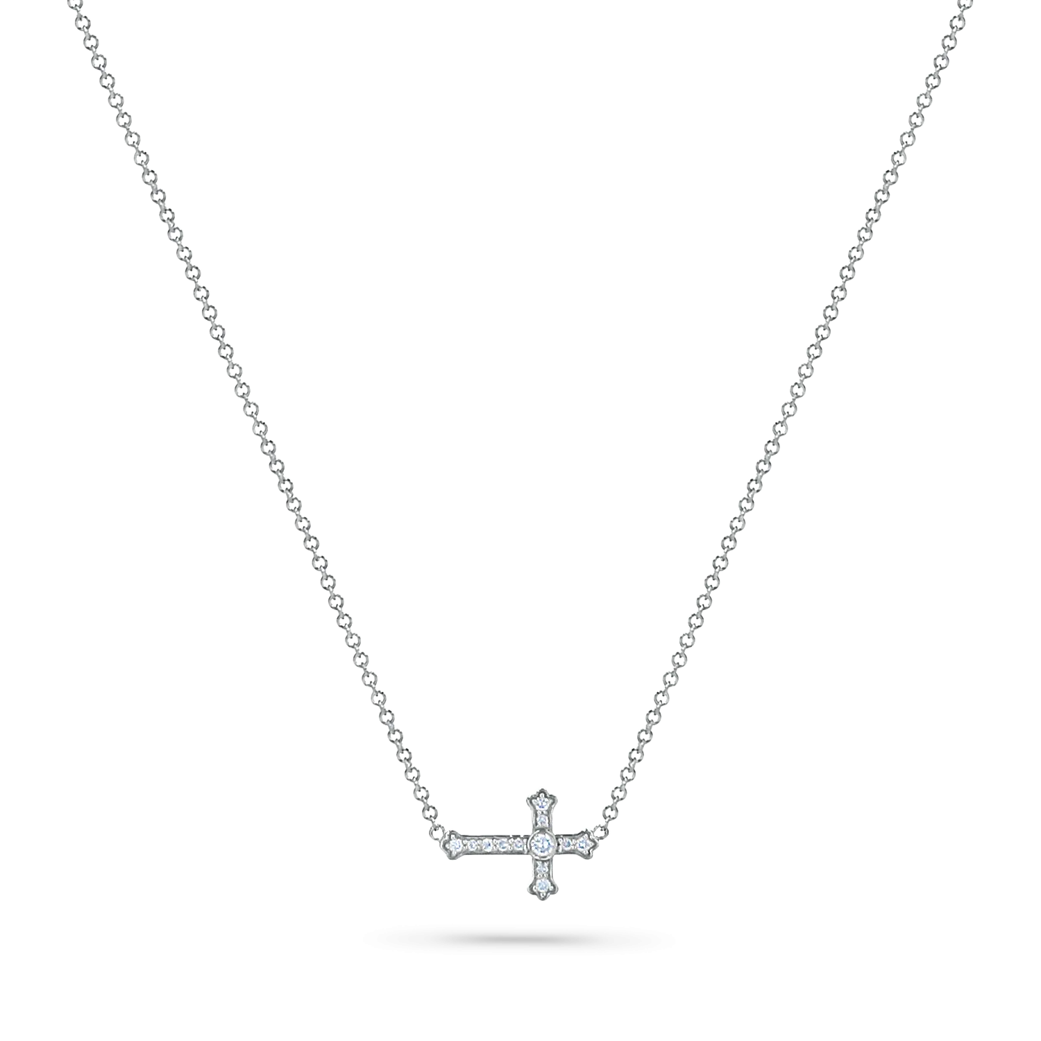 Diamond Sideways Cross Necklace