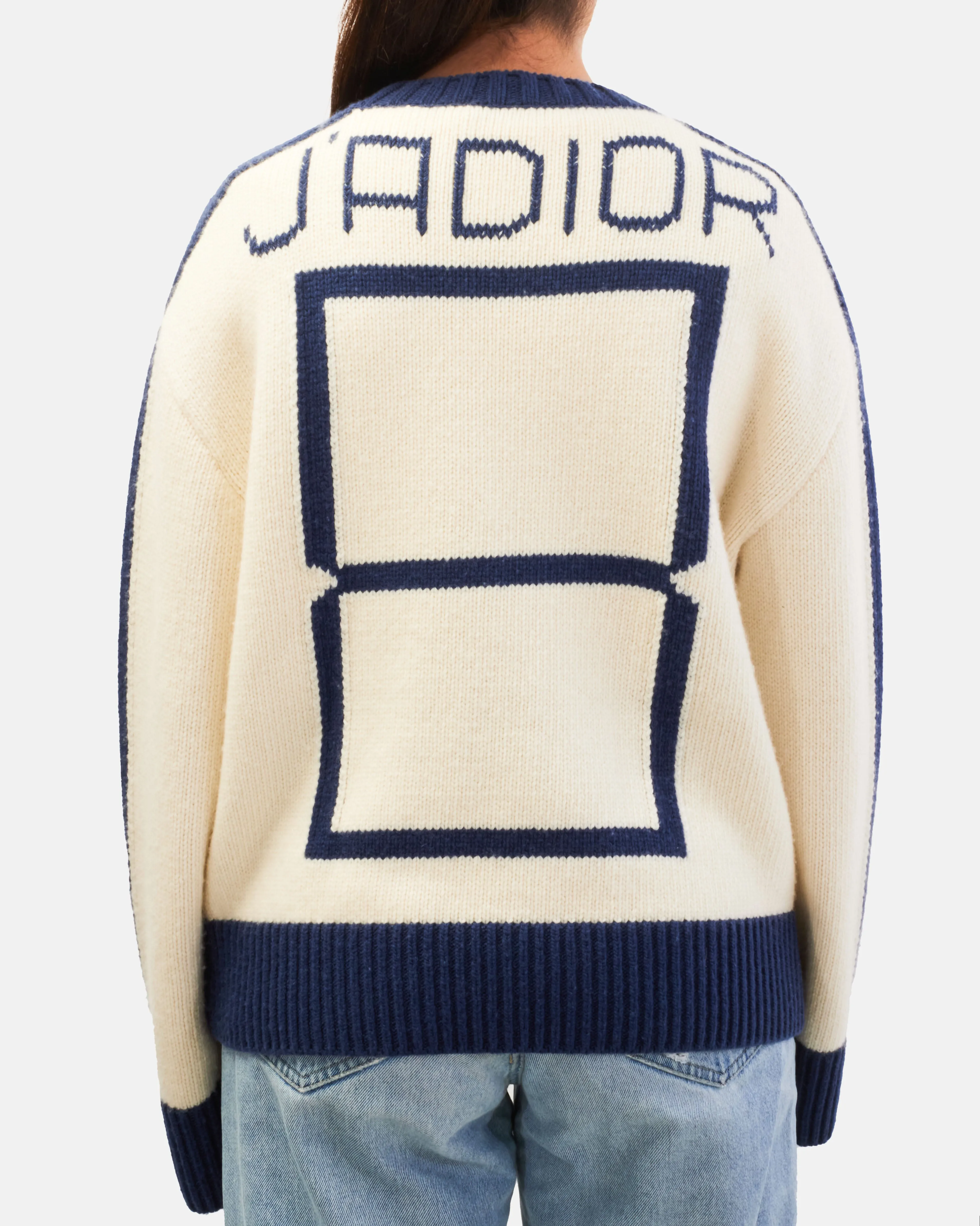 Dior Blue & White C'est Non Wool & Cashmere Knit Sweater - 40
