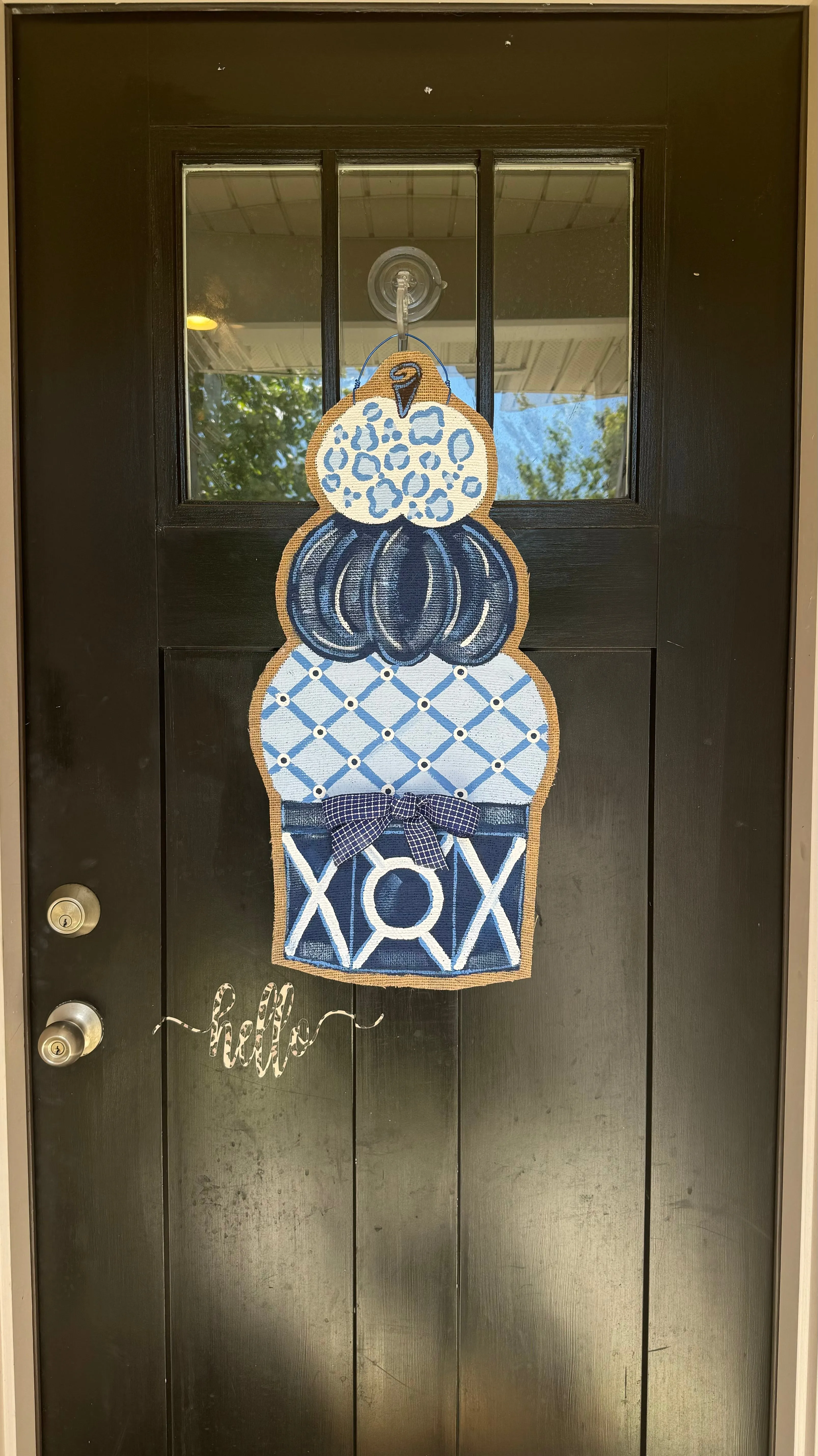 Door Hanger Pumpkin Topiary - Medium Chinoiserie