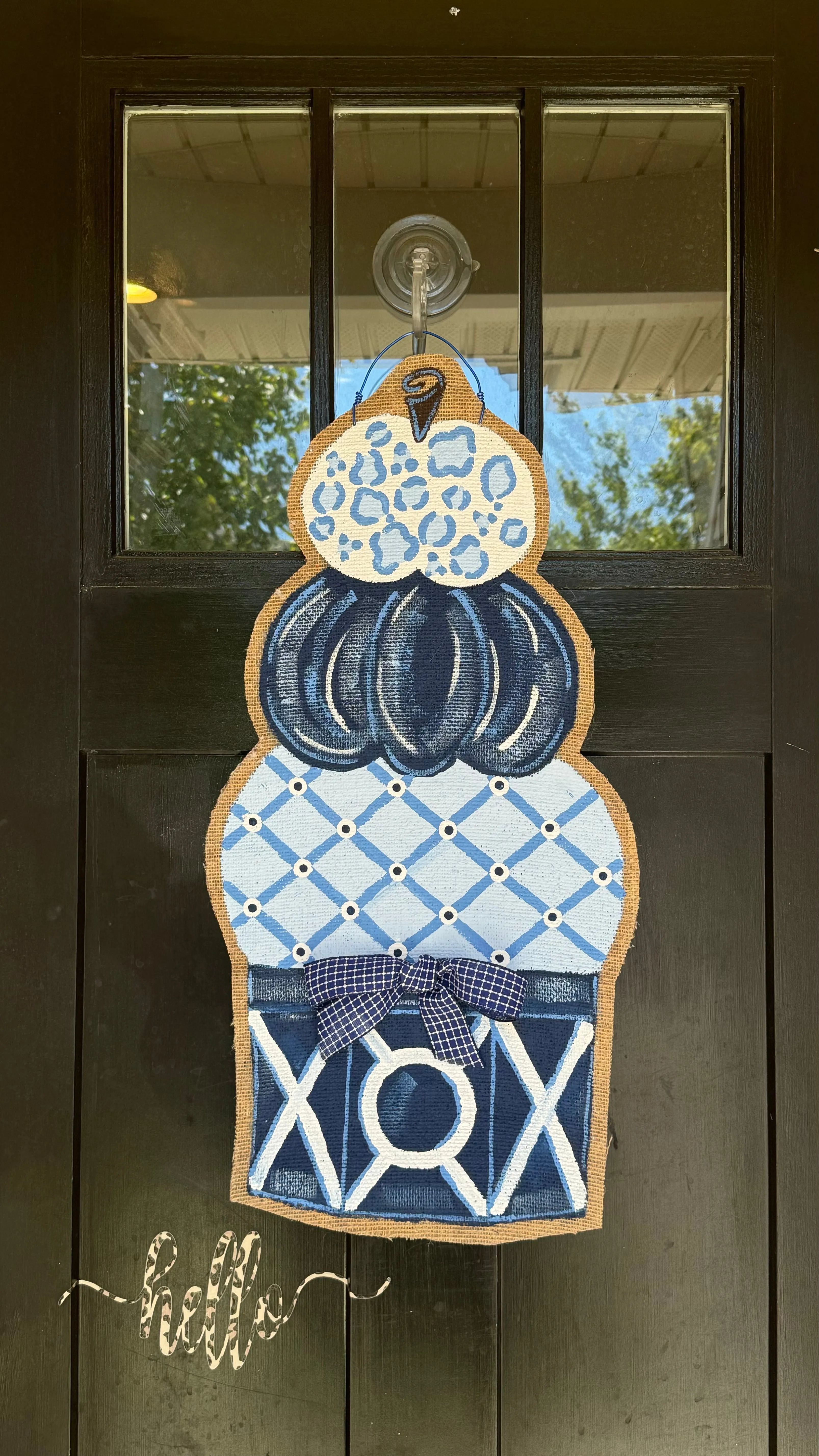 Door Hanger Pumpkin Topiary - Medium Chinoiserie