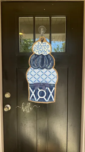 Door Hanger Pumpkin Topiary - Medium Chinoiserie