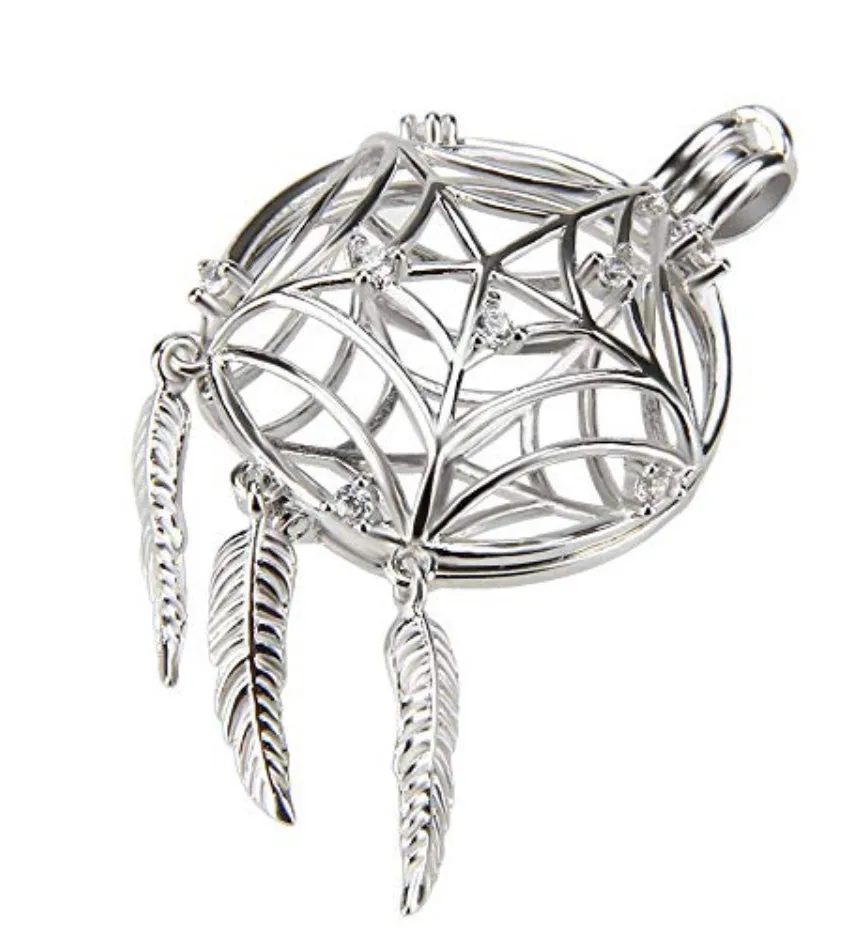 Dream Catcher Sterling Silver Cage Necklace Set