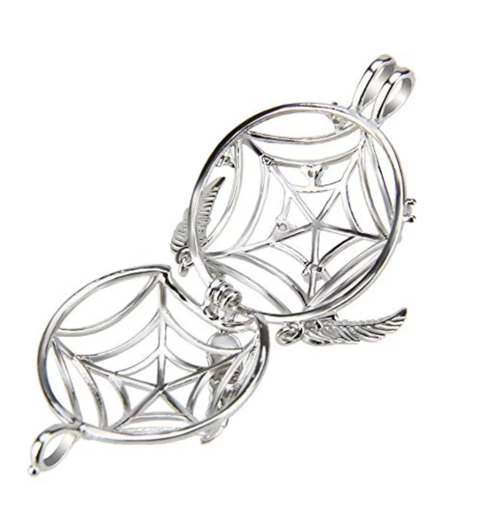 Dream Catcher Sterling Silver Cage Necklace Set