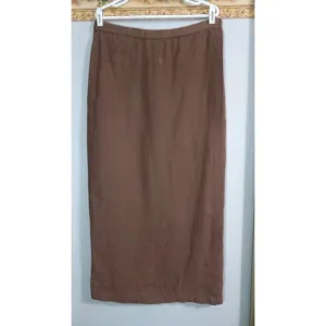 Eileen Fisher New York Medium Linen Brown Maxi Wrap Boho Lagenlook Minimalist Sk