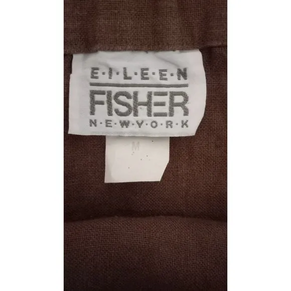 Eileen Fisher New York Medium Linen Brown Maxi Wrap Boho Lagenlook Minimalist Sk