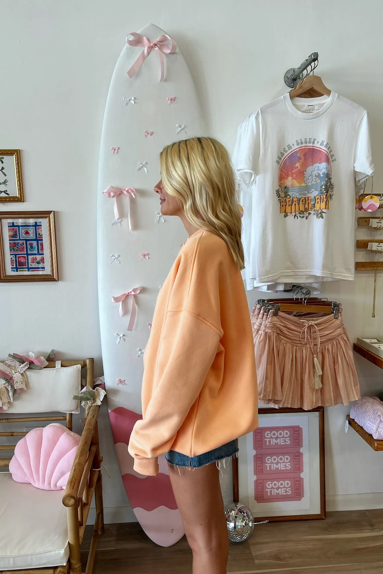 Embroidered Sweatshirt in Orange | Restocked