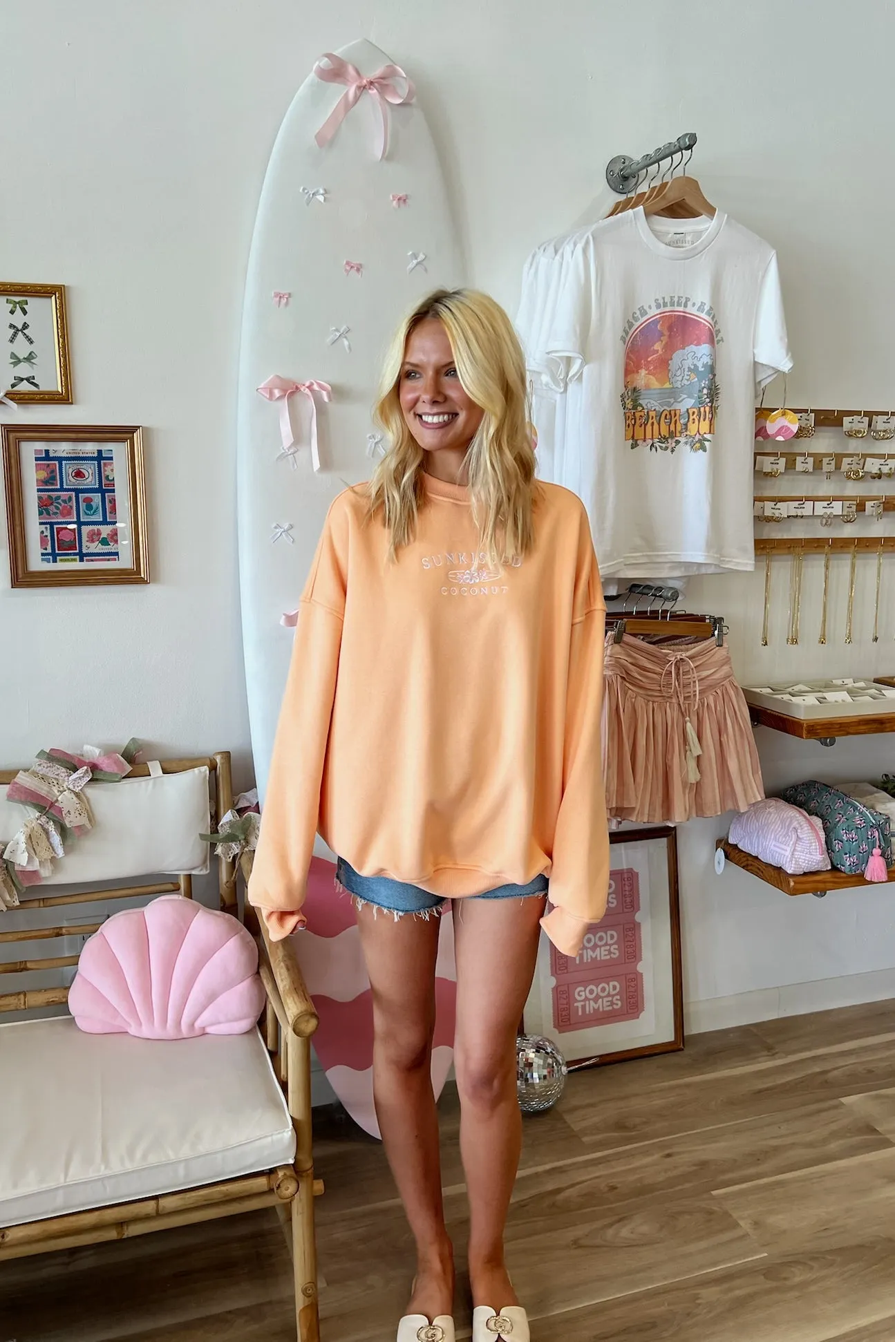 Embroidered Sweatshirt in Orange | Restocked