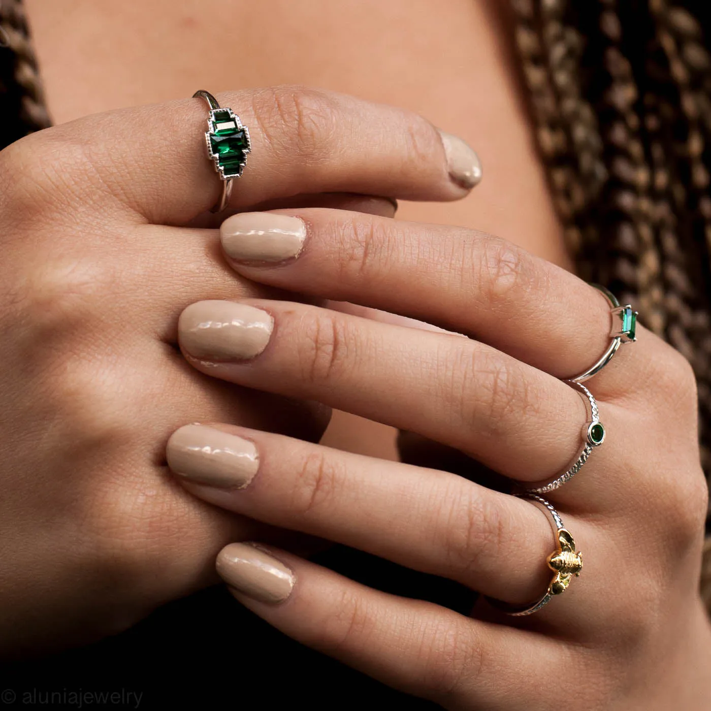 Eternity Emerald Ring In Sterling Silver