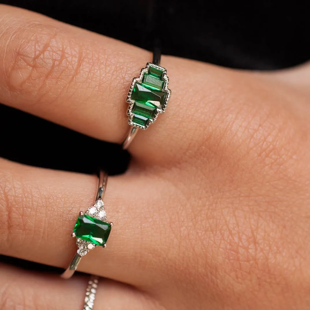 Eternity Emerald Ring In Sterling Silver