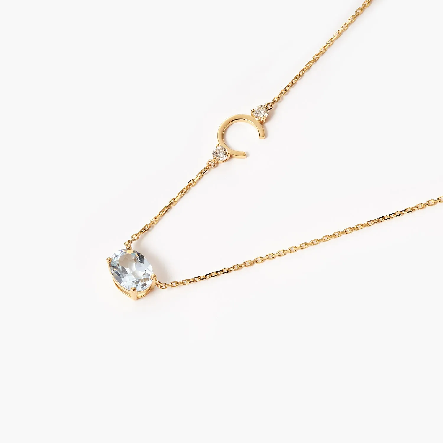 Fashion Custom Personalized Letter With Diamond 6x8 Oval Birthstone Necklace