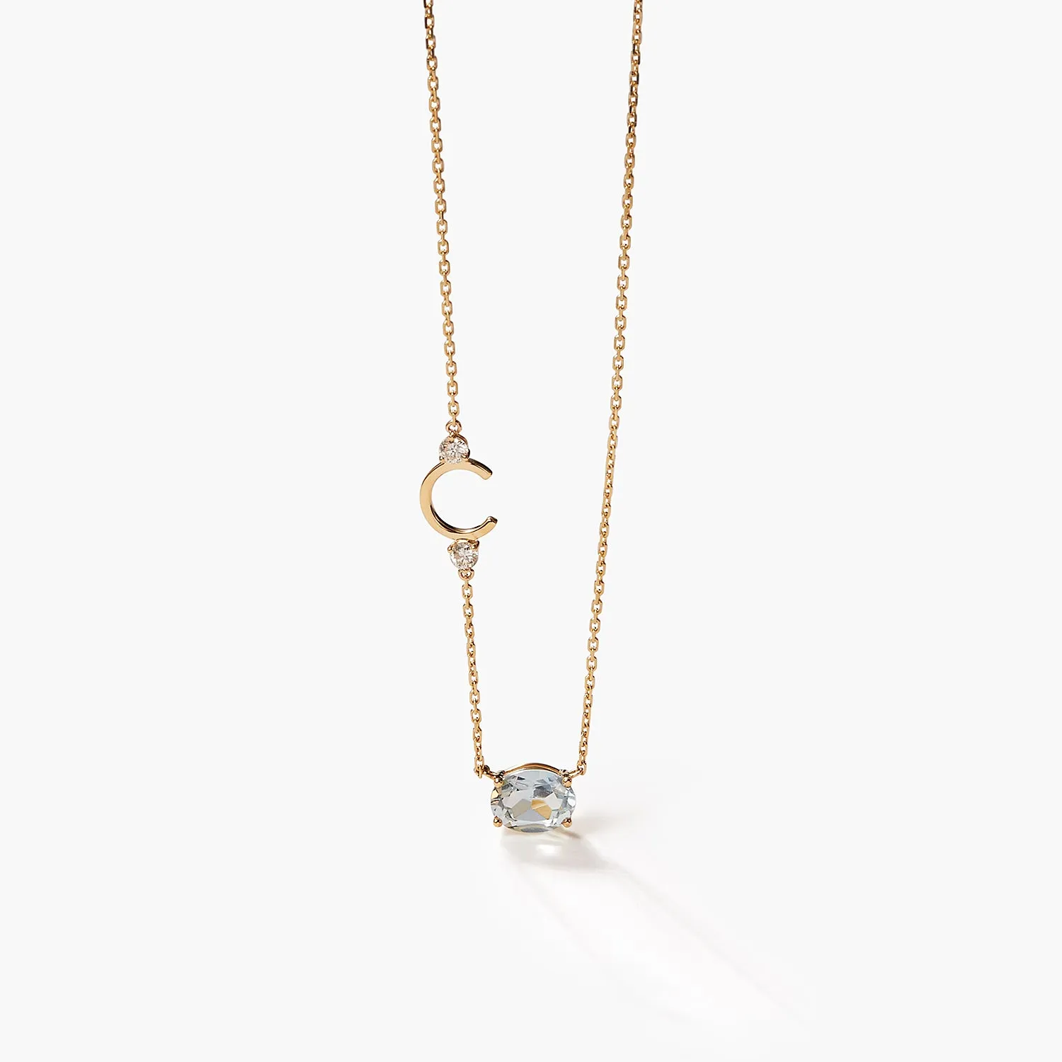 Fashion Custom Personalized Letter With Diamond 6x8 Oval Birthstone Necklace
