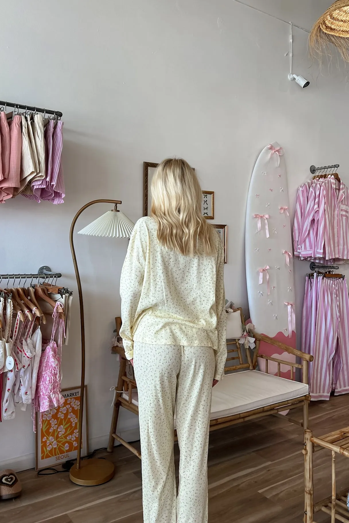 Floral Pajama Long Sleeve Top in Yellow