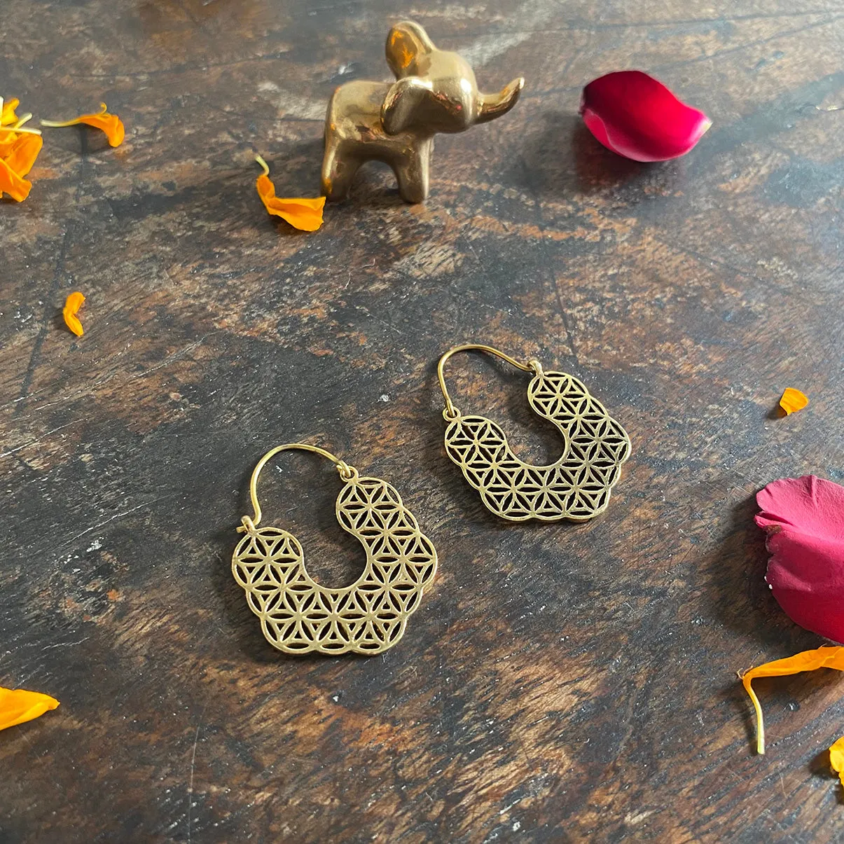 Flower of Life Gold Earrings