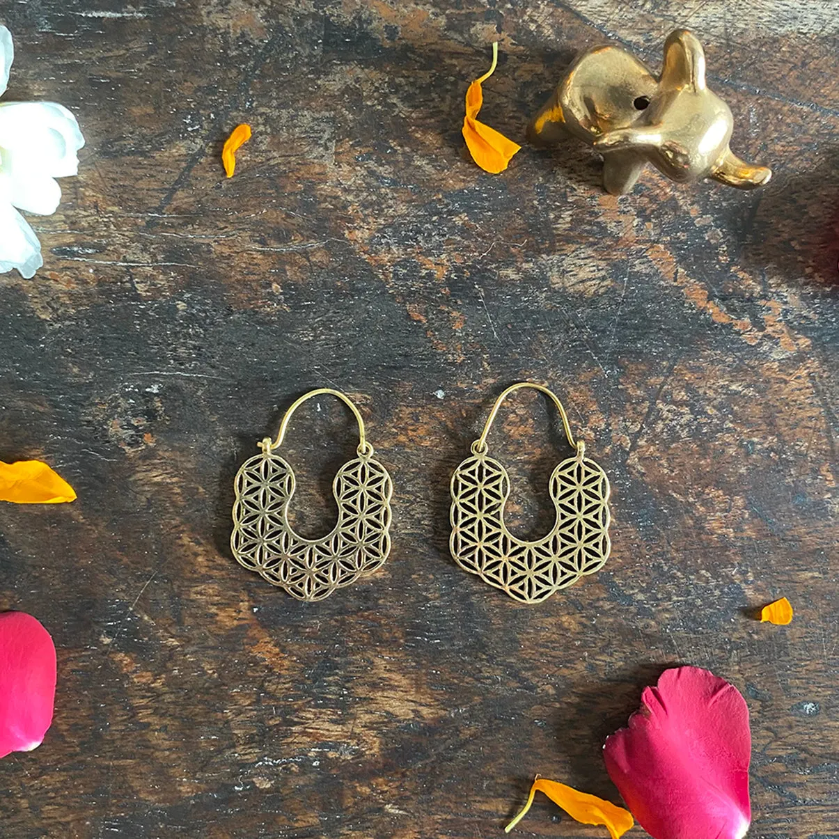 Flower of Life Gold Earrings
