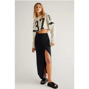 Free people skirt ribbed midi better days long sweater skirt w split cozy