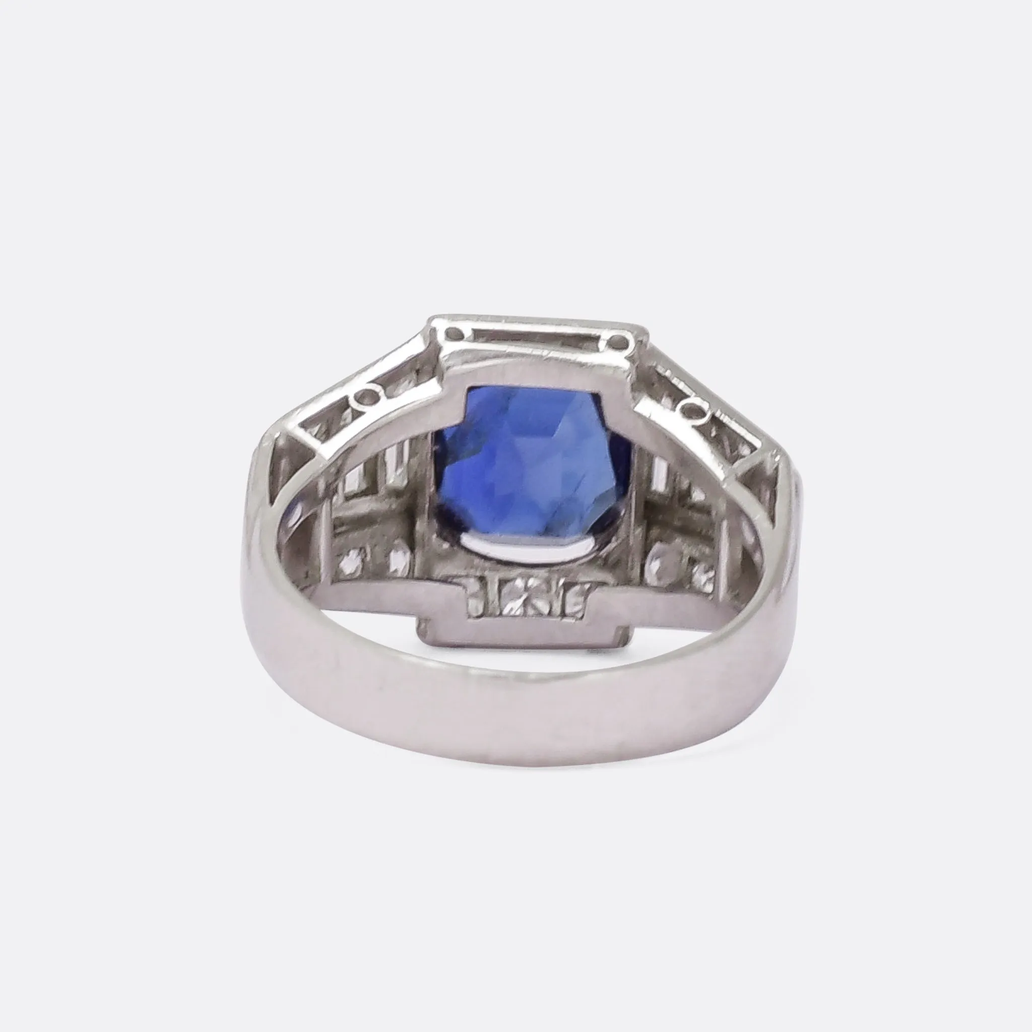 French Art Deco Sapphire & Diamond Cocktail Ring