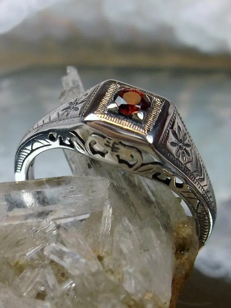 Garnet Ring, Natural Gemstone, Art Deco Jewelry #D155