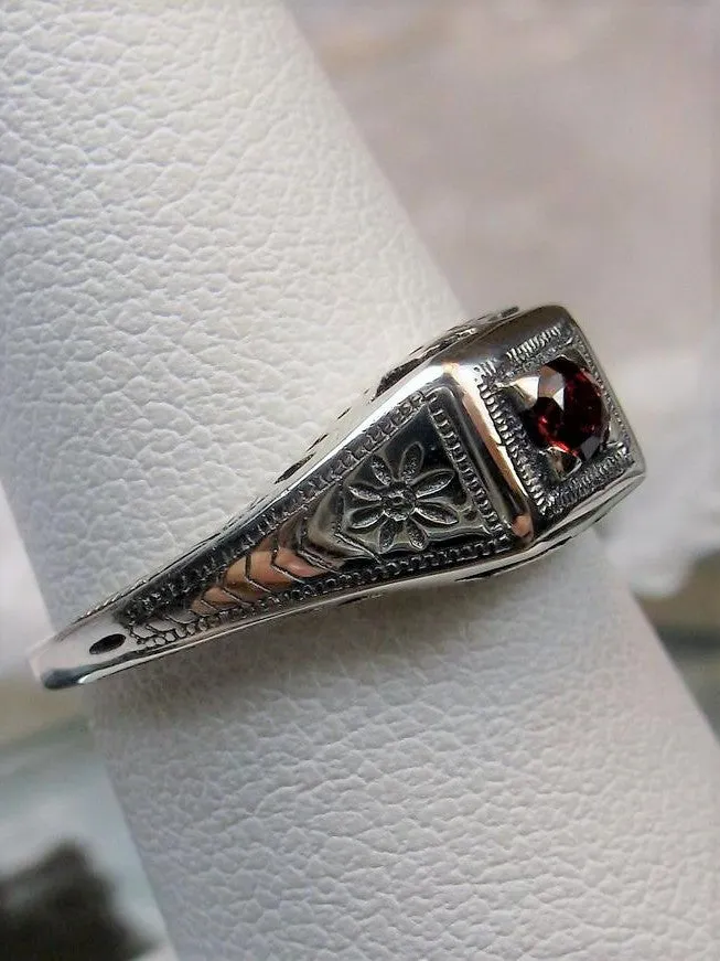 Garnet Ring, Natural Gemstone, Art Deco Jewelry #D155