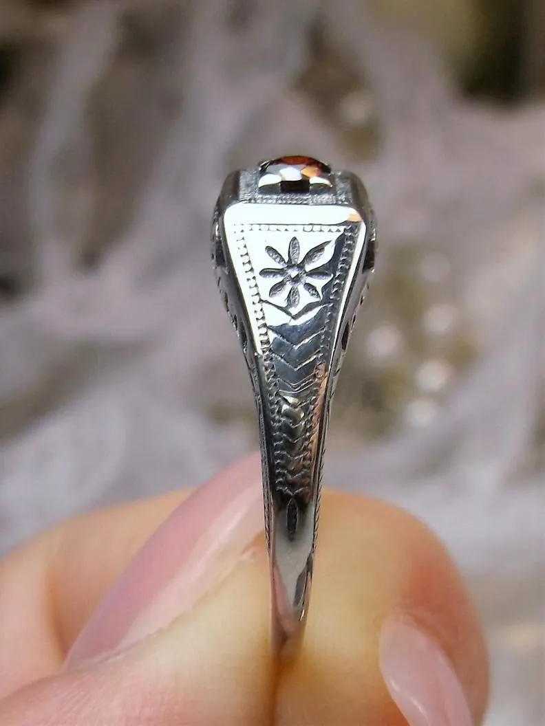 Garnet Ring, Natural Gemstone, Art Deco Jewelry #D155
