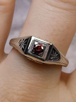 Garnet Ring, Natural Gemstone, Art Deco Jewelry #D155
