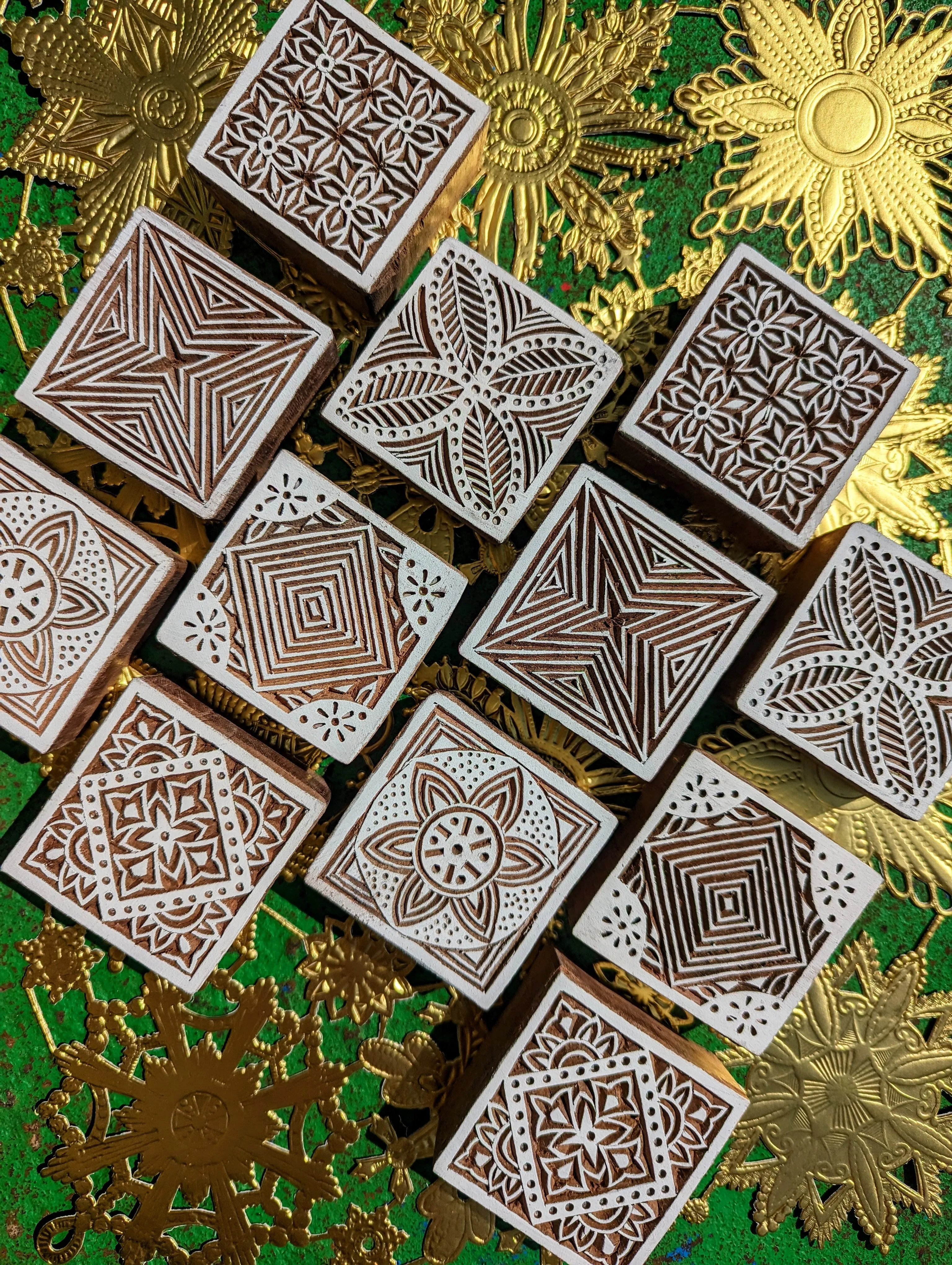 Geometric tile woodblocks