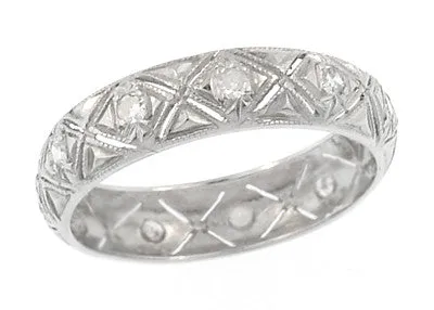 Glasgo Art Deco Diamond Estate Wedding Band - Platinum - Size 6 1/2