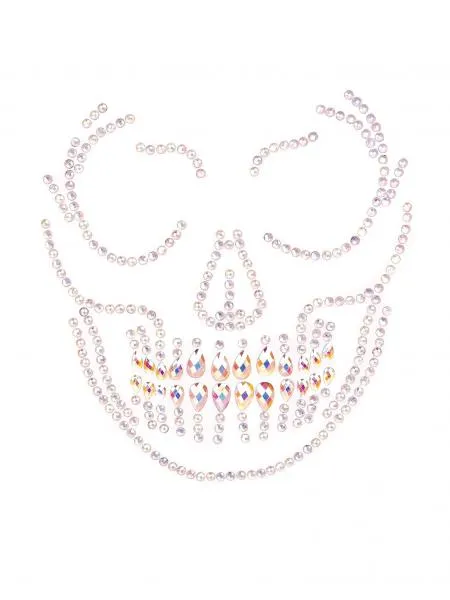 Glow in the Dark Skull Face Jewels Sticker - Clear - One Size