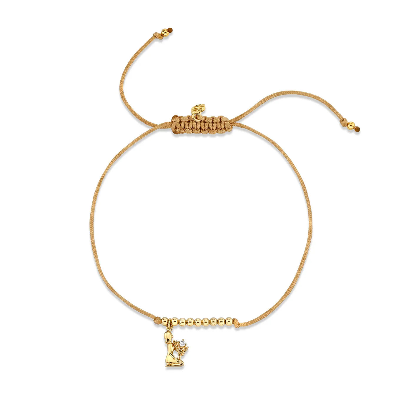 Gold & Diamond Tiny Virgo Zodiac Cord Bracelet
