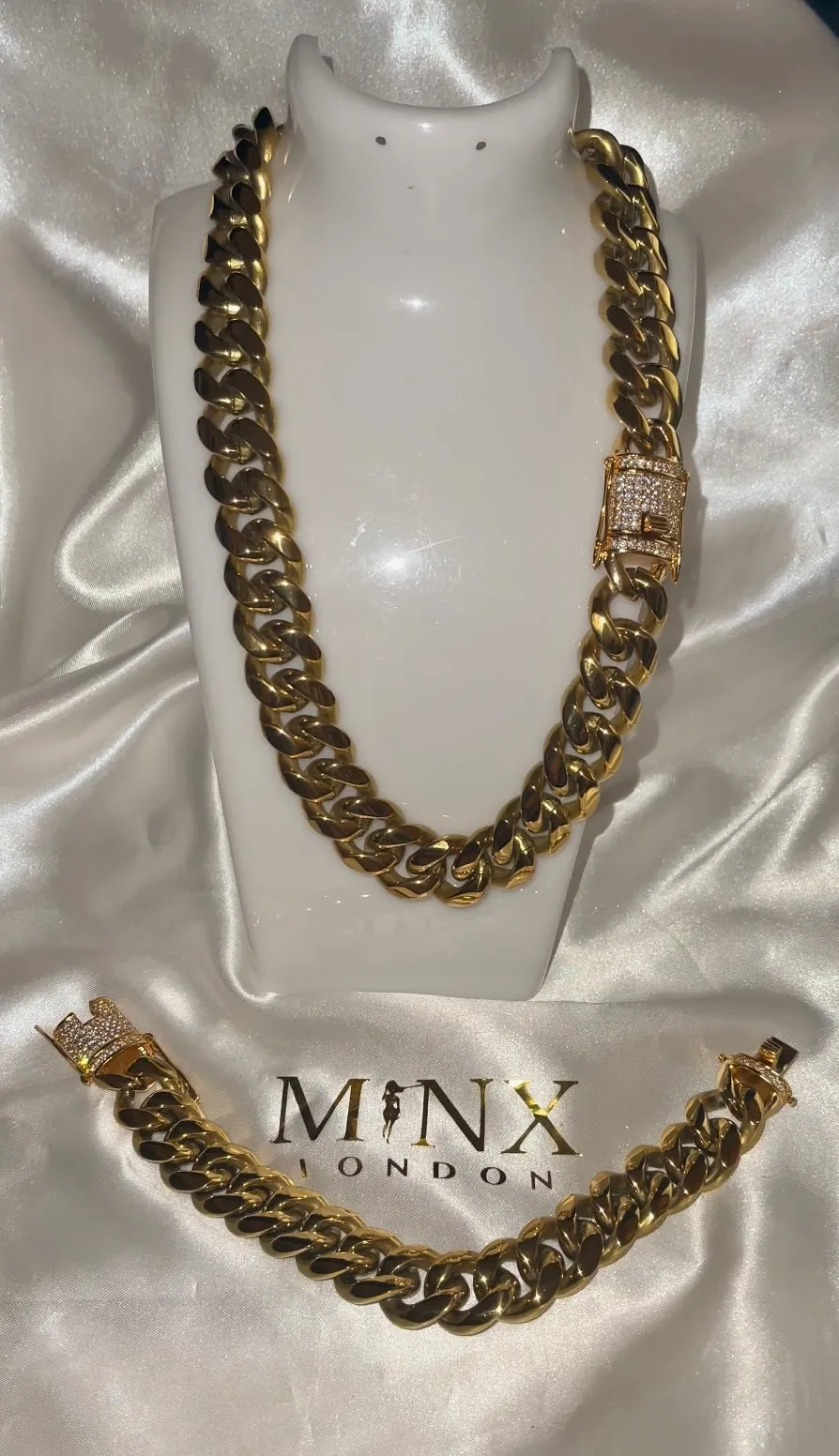 Gold Cuban Link Chain | Gold Cuban Link Necklace | Gold Cuban Link Bracelet | Iced Out Chain | Gold Iced Out Chain | Big Cuban Link Chain