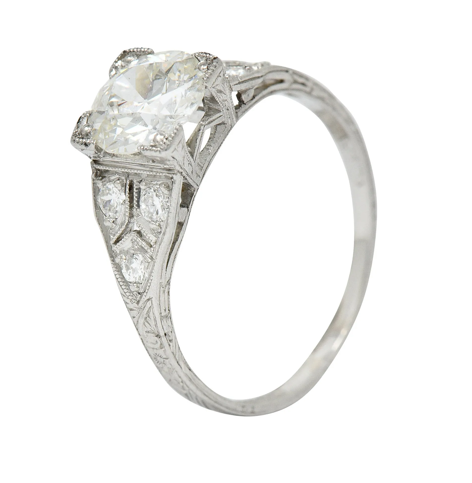 Graf Art Deco 1.36 CTW Diamond Platinum Engagement Ring GIA