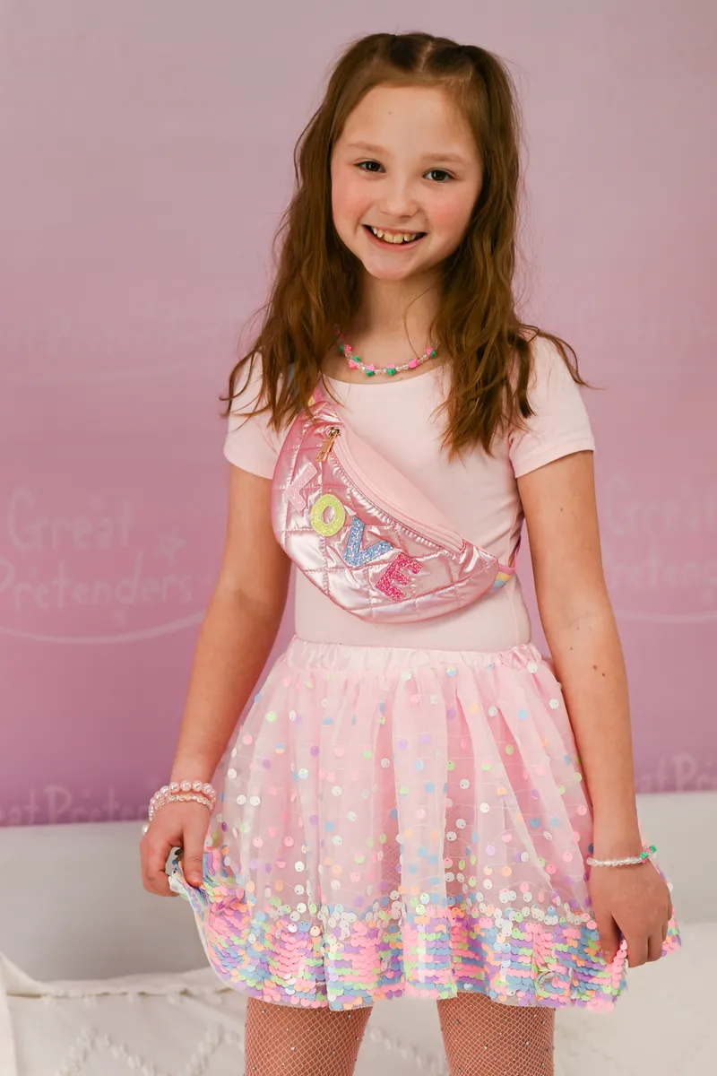 Great Pretenders Party Fun Sequins Skirt, Pink/Neon, Size 4-6