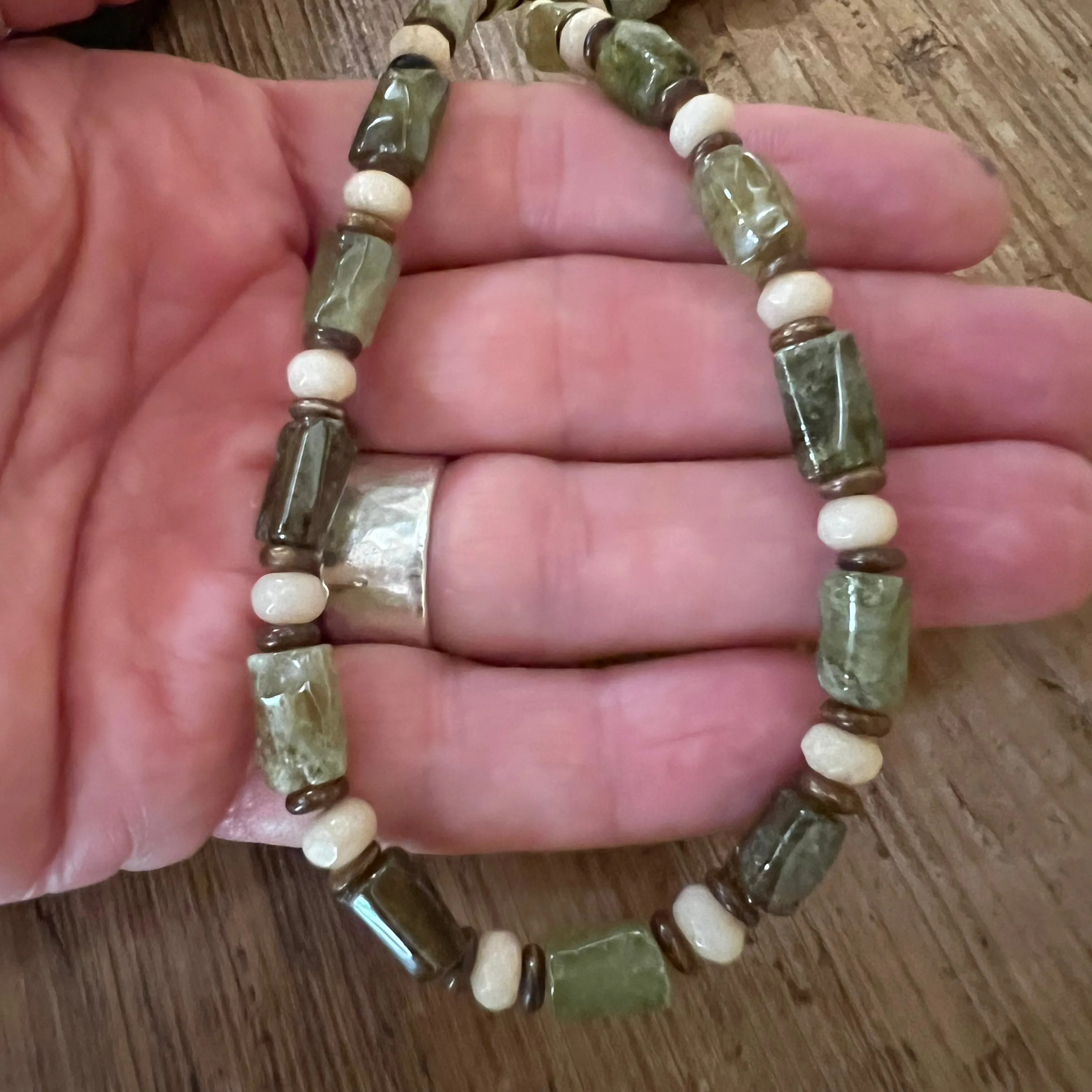 Green Garnet Khaki Jade Necklace