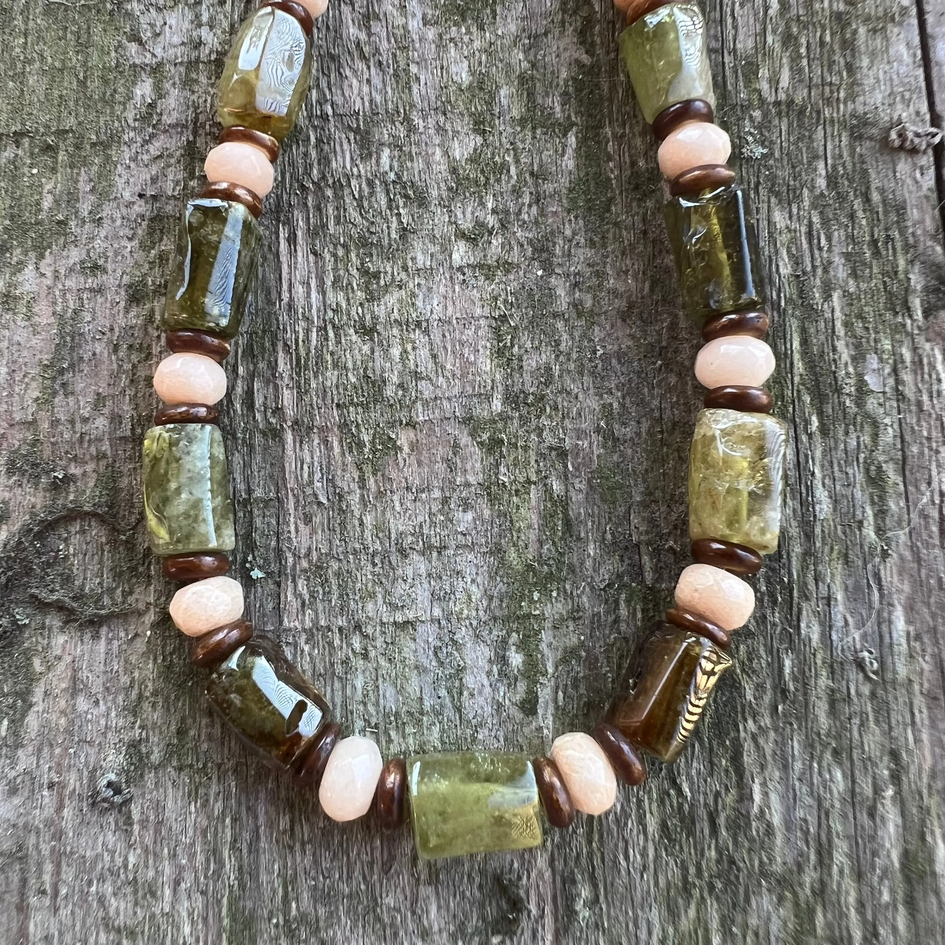 Green Garnet Khaki Jade Necklace