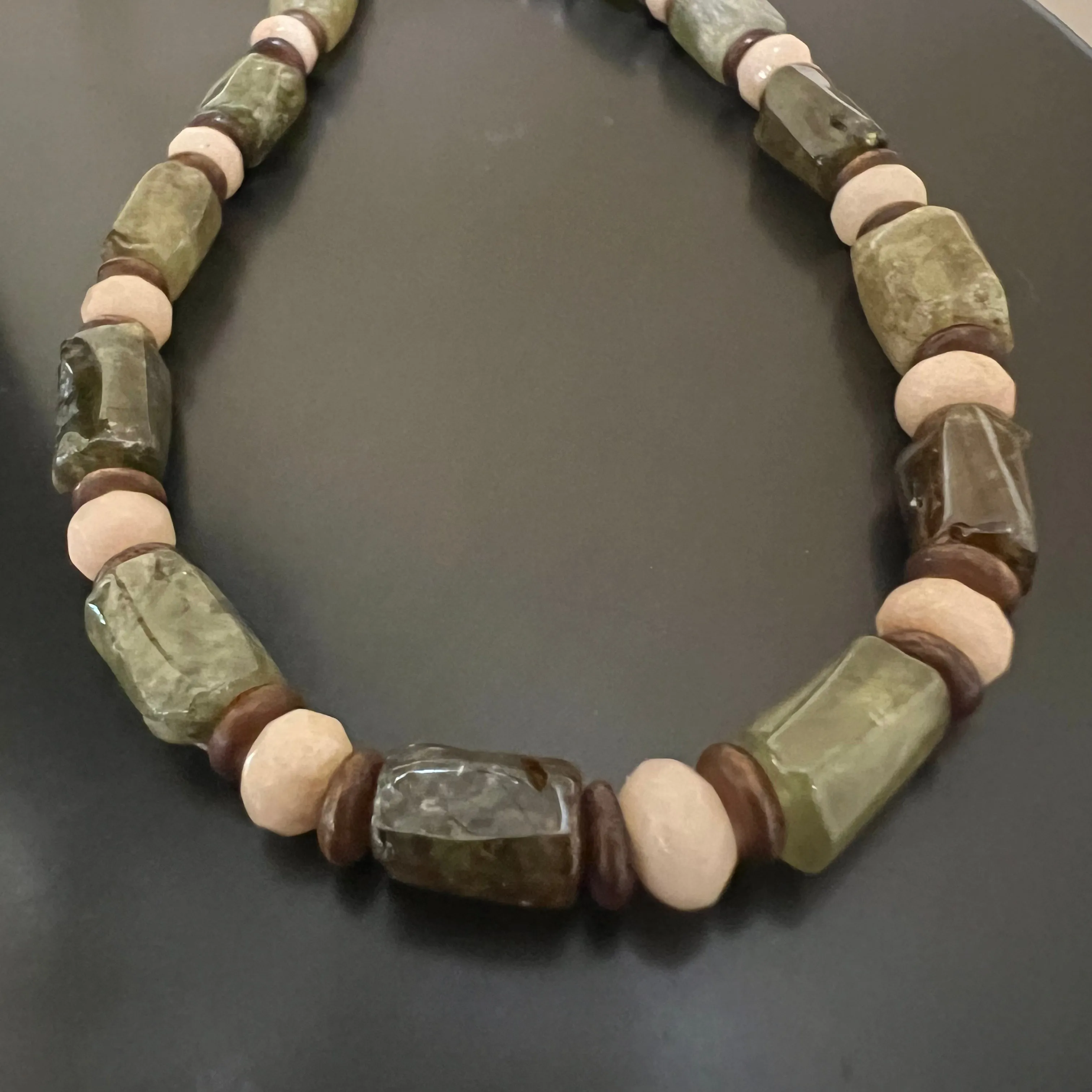 Green Garnet Khaki Jade Necklace