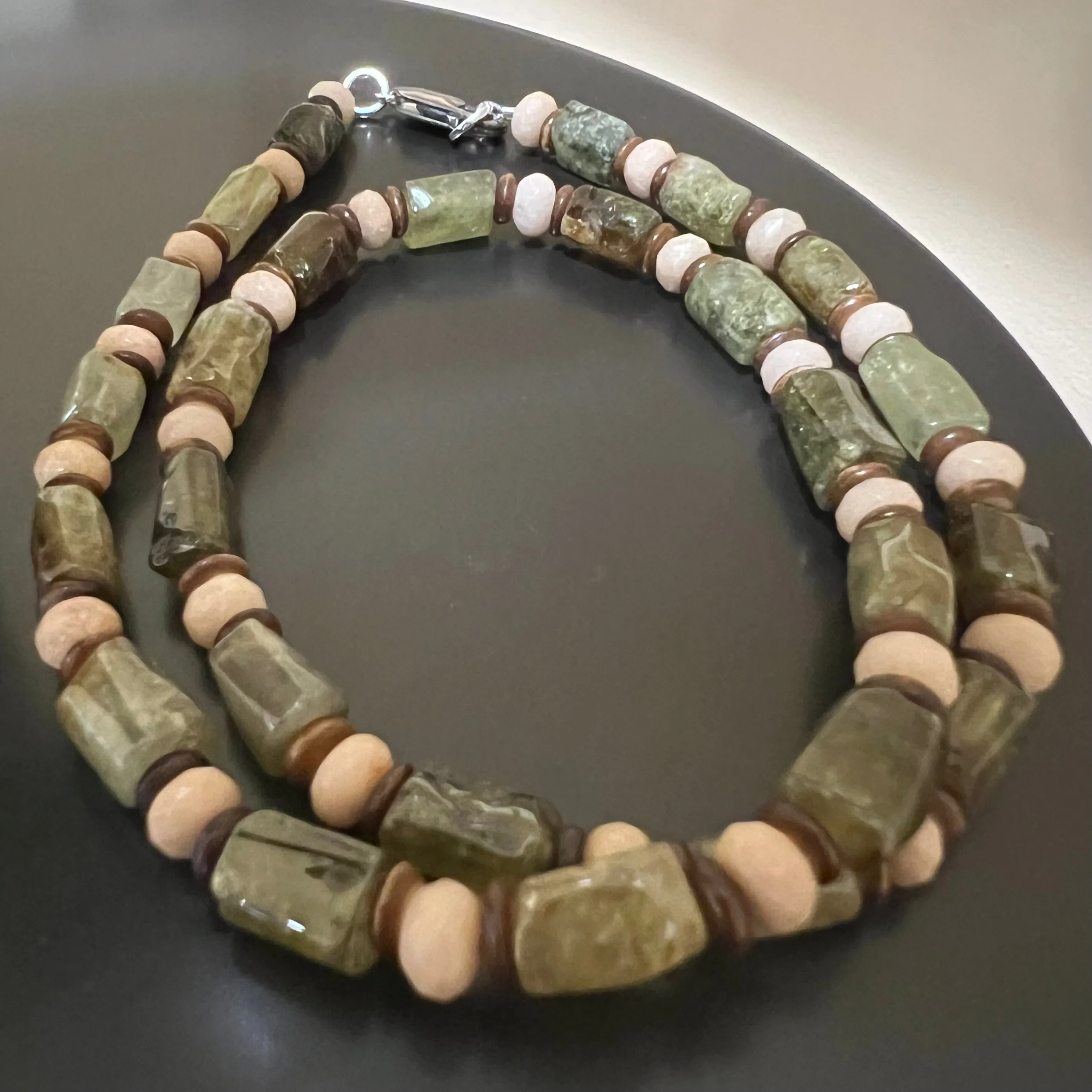 Green Garnet Khaki Jade Necklace