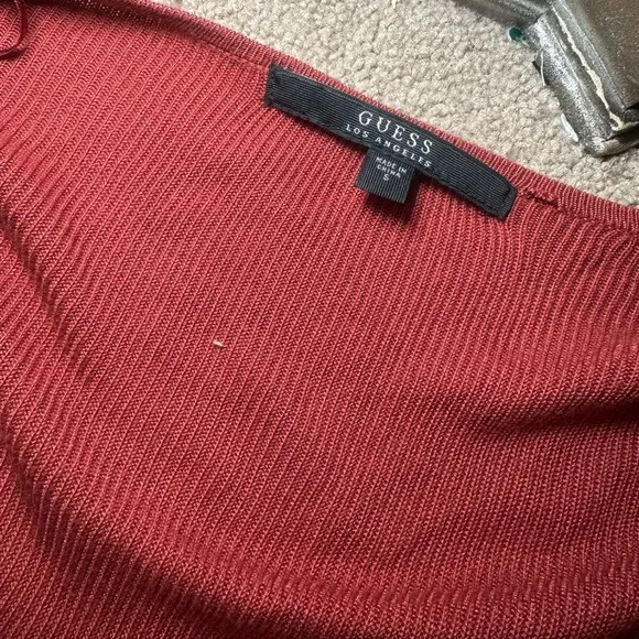 GUESS Anisa Faux suede sleeve Drape Sweater Pullover Coverup cardigan